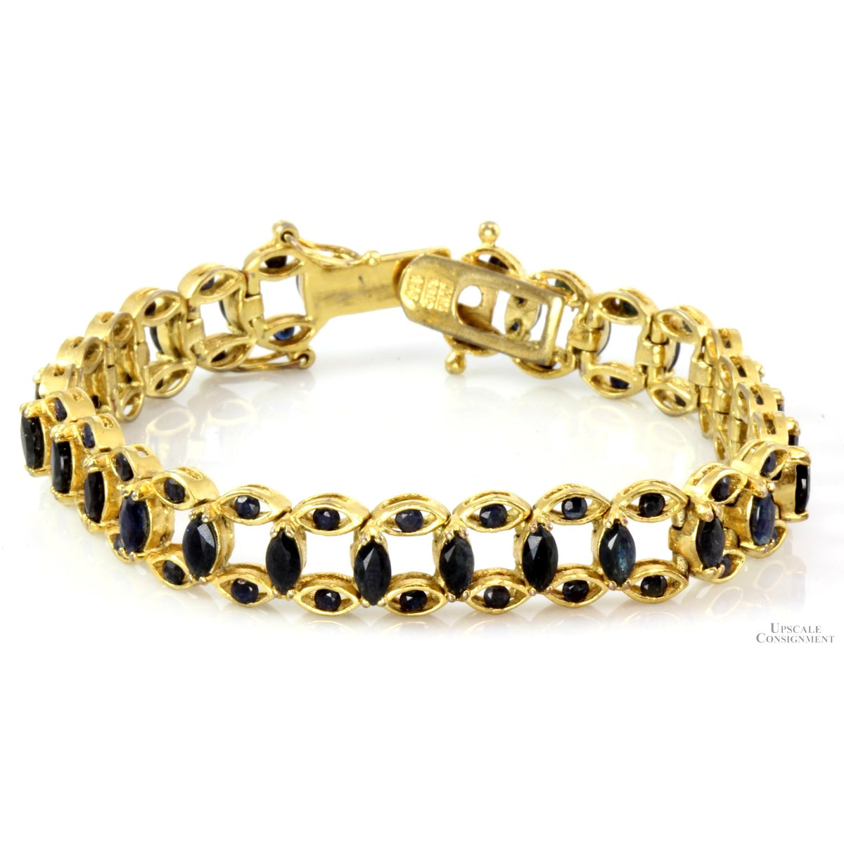 Gold over Sterling Silver Lab Created Blue Sapphire Bracelet