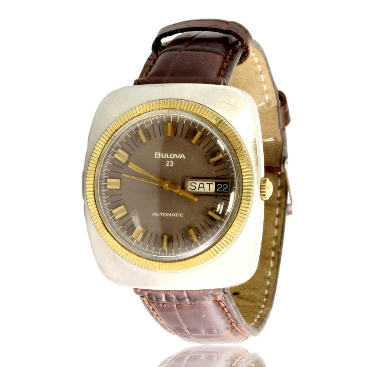 Bulova 23 Day/Date Self-Winding Stainless 10K Gold Watch