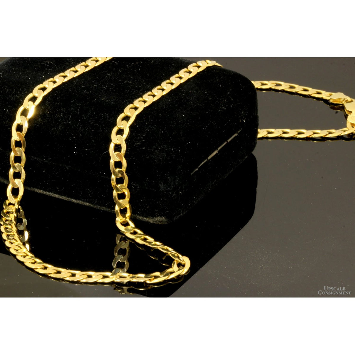 6mm(w) x 22"(l) 14K Yellow Gold Flat Curb Chain Necklace