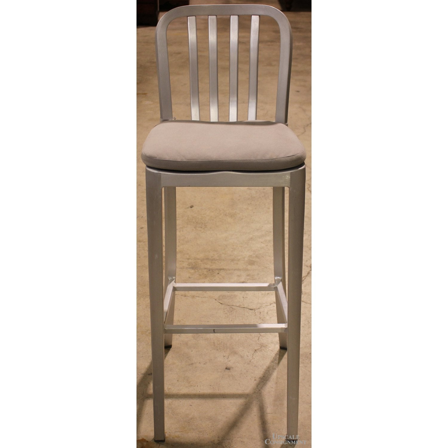 Crate and Barrel Pair of Aluminum Bar Stools