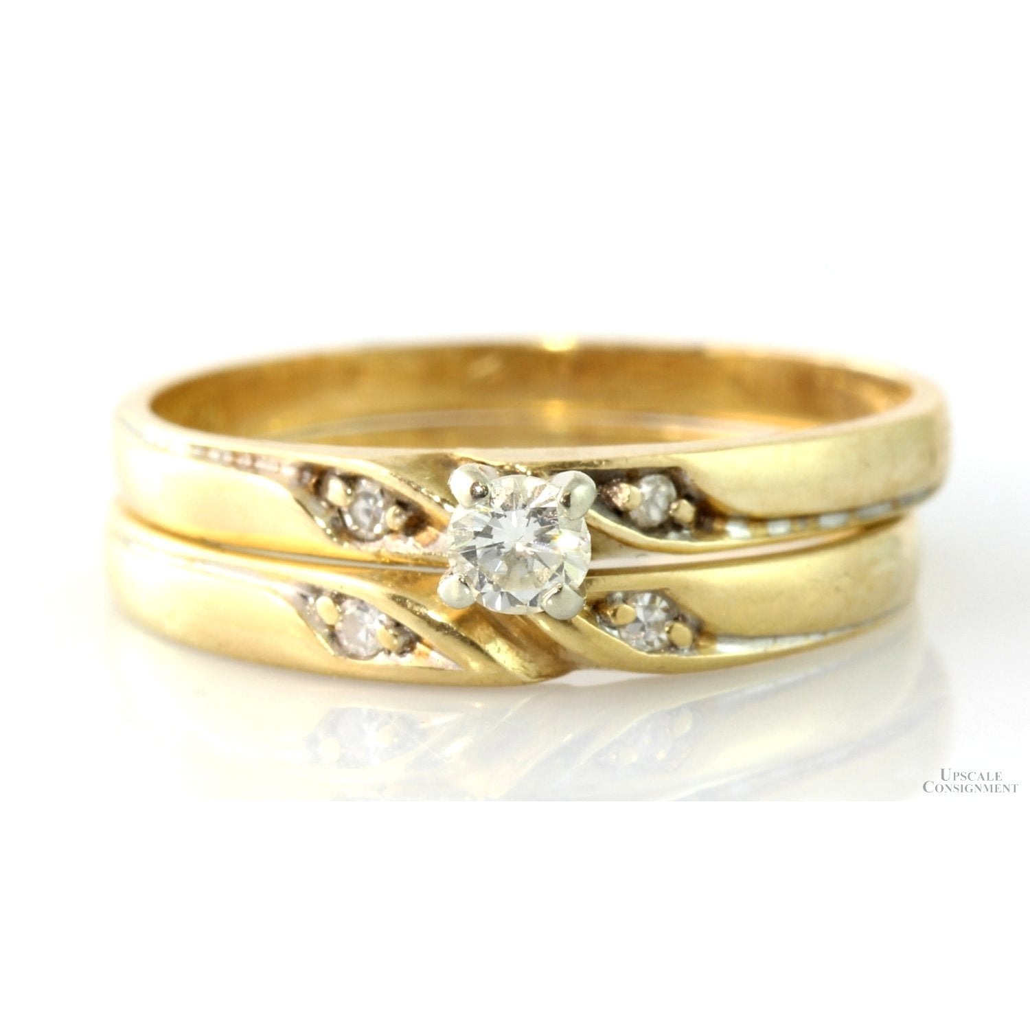 17ctw Diamond 14K Gold Engagement Wedding Ring Set Upscale Consignment