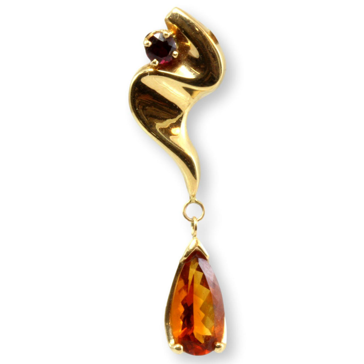 2.29ct Citrine .34ct Ant Hill Garnet 14K Yellow Gold Articulated Pendant