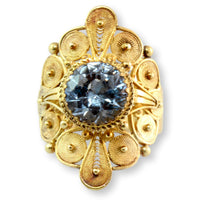 Vintage 4.02ct Lab-Created Blue Spinel 18K Gold Plated Ring