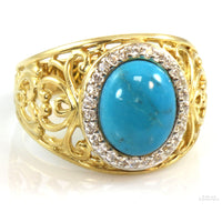 Gold Vermeil over Sterling Turquoise Dome Style Ring
