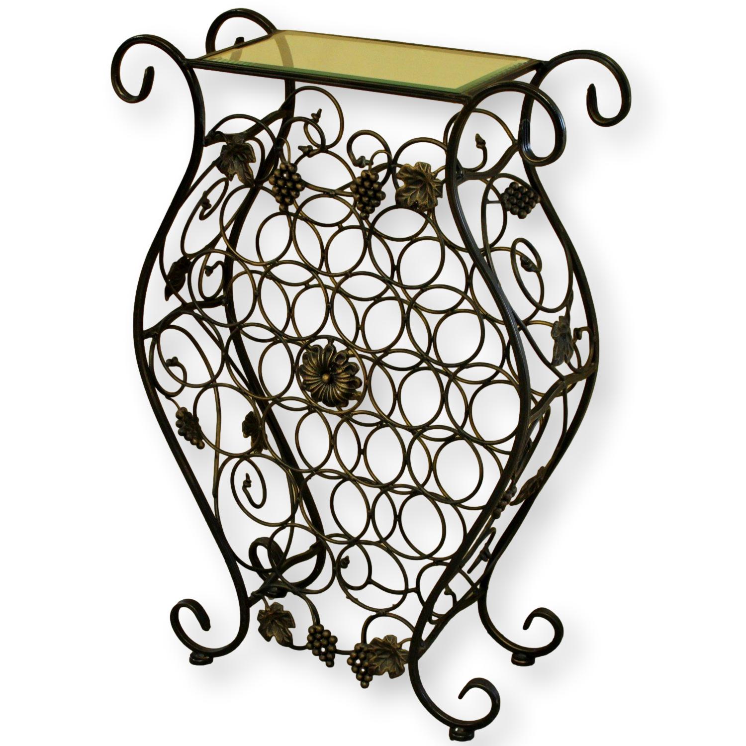 Wrought iron wine rack with glass top new arrivals