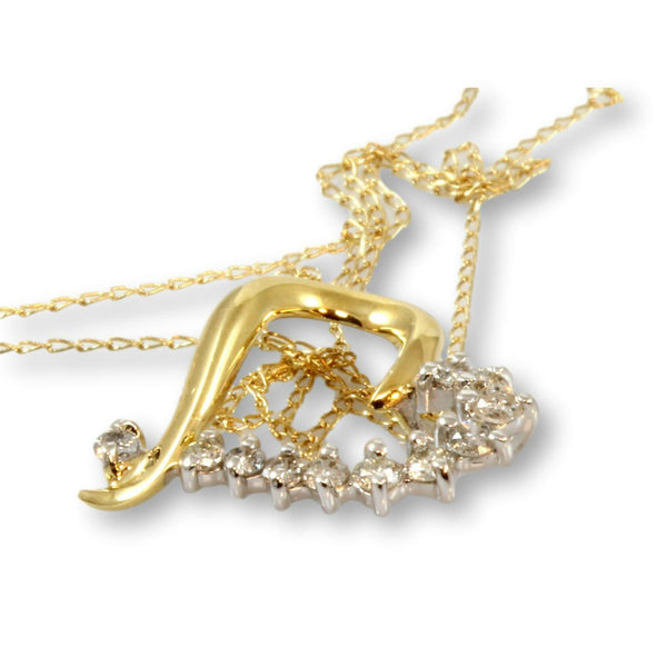 .34ctw Diamond 14K Gold Oopen Heart Slide Pendant & 20" Chain