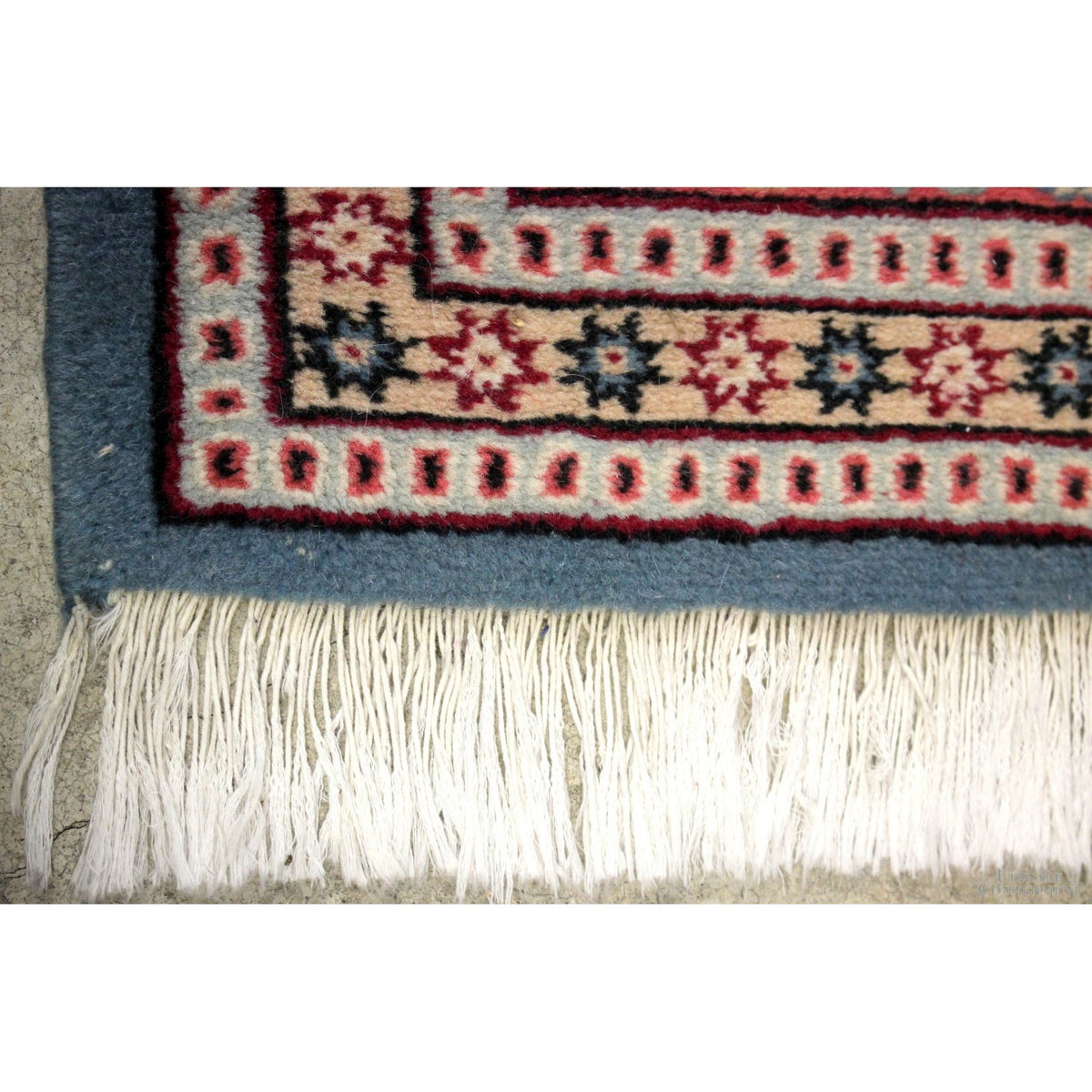 Handwoven 6' 11'' X 11' Pink & Blue Wool Area Rug