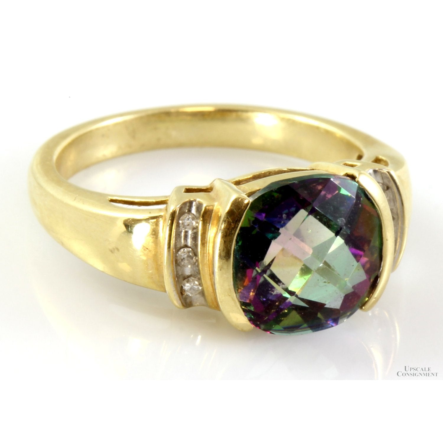 14K White Gold 8x6 Oval Mystic Topaz and Diamond Ring | Lennon's W.B.  Wilcox Jewelers | New Hartford, NY