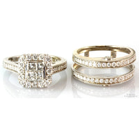 Zales 1.50ctw Quad Princess Cut Diamond 14K Gold Wedding Set