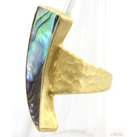 Gold Vermeil Crescent Shape Abalone Shell Ring