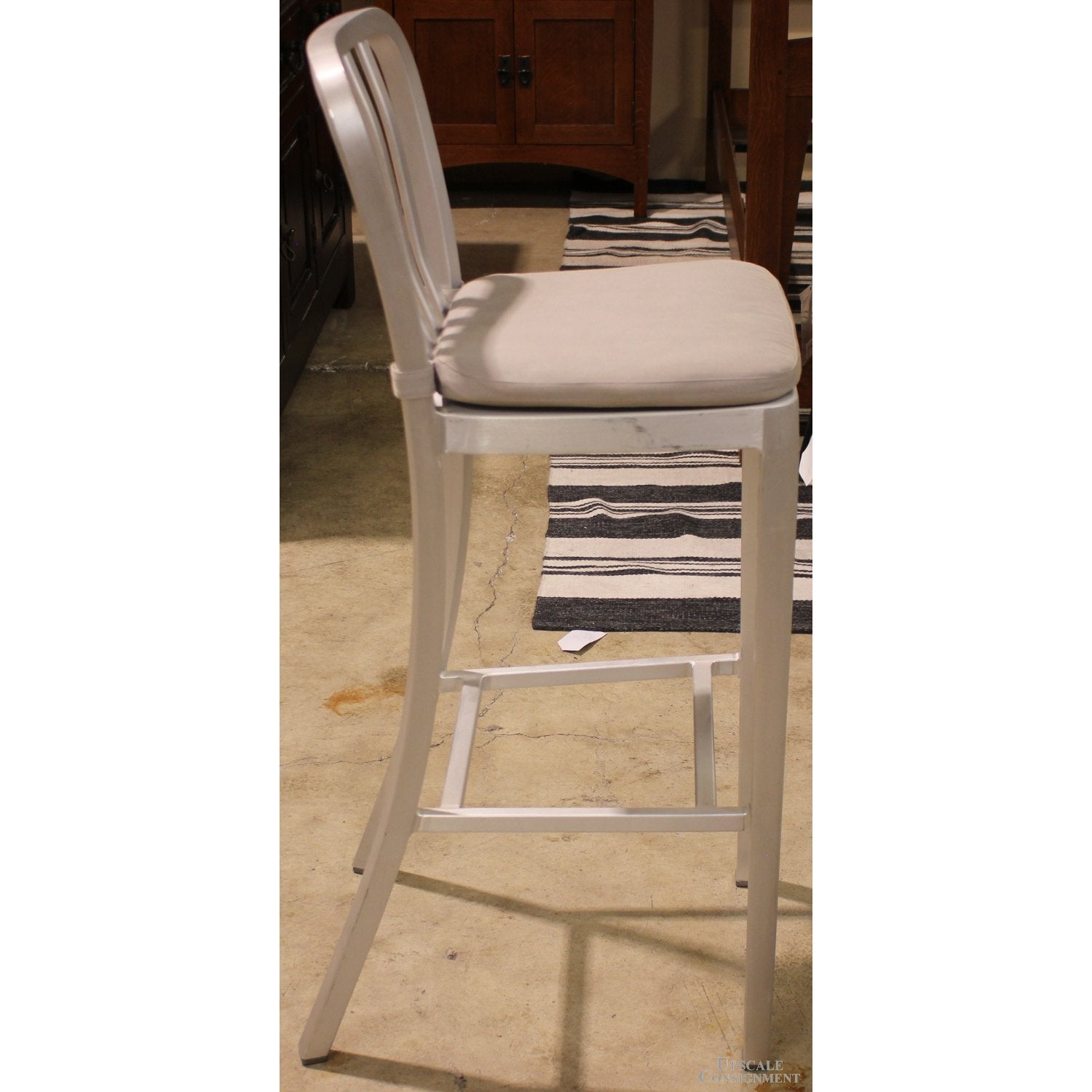 Crate and Barrel Pair of Aluminum Bar Stools