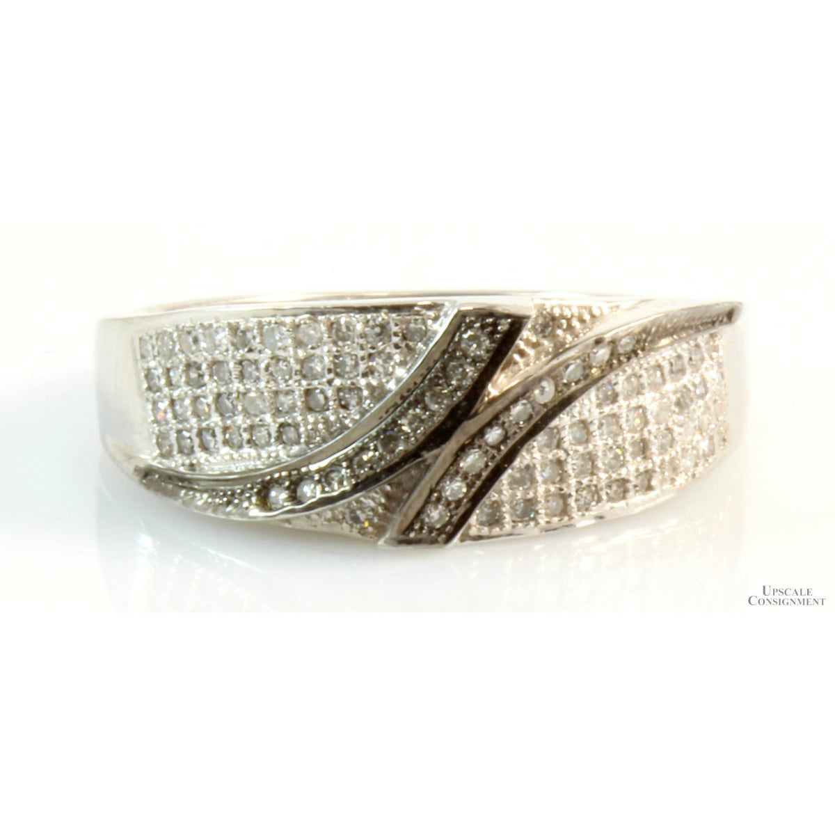 .25ctw Diamond 10K White Gold Band Black Rhodium Accent .25ctw Diamond 10K White Gold Band Black Rhodium Accent