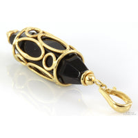 Black Onyx 14K Yellow Gold Decorative Filigree Pendant