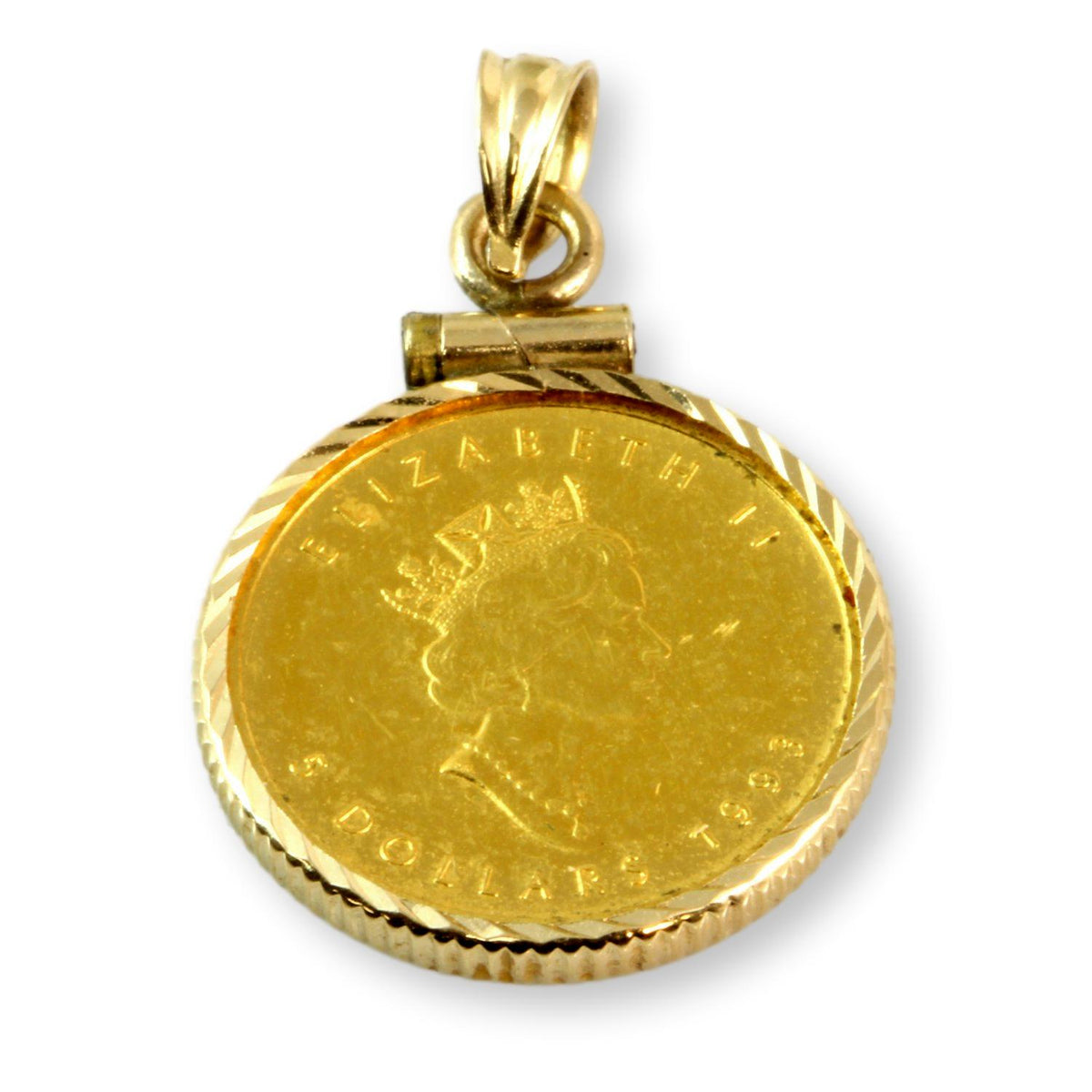 1/10oz Liberty $5 Canadian .9999 Gold Coin 14K Gold Bezel Pendant