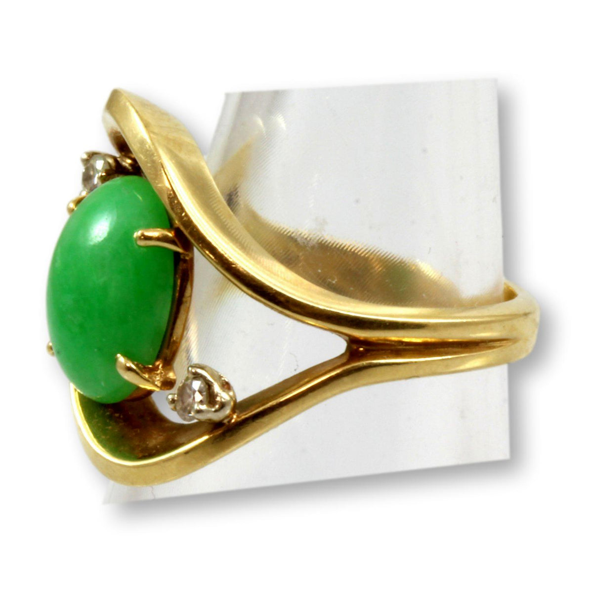 Green Jadeite Jade Diamond 14K Gold Ring – Upscale