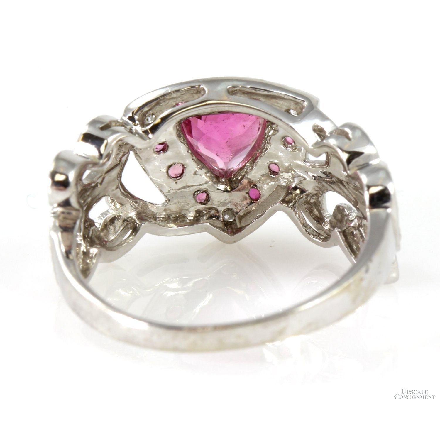 1.85ctw Rubellite .037ctw Diamond 10K White Gold Ring