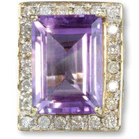 Zales 14K Gold 7.26ct Amethyst & .64ctw Diamond Halo Ring