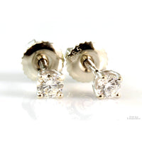 18K White Gold .30ctw Diamond Stud Earrings - 14K Backs