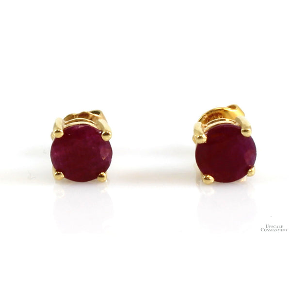 3.56ctw Ruby Composite Stones 14K Yellow Gold Stud Earrings