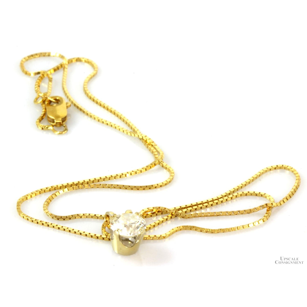1.03ct. Diamond Solitaire Pendant 14K Yellow Gold Necklace