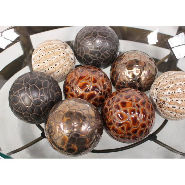 Decorative Bowl w/Metal Stand & Orbs
