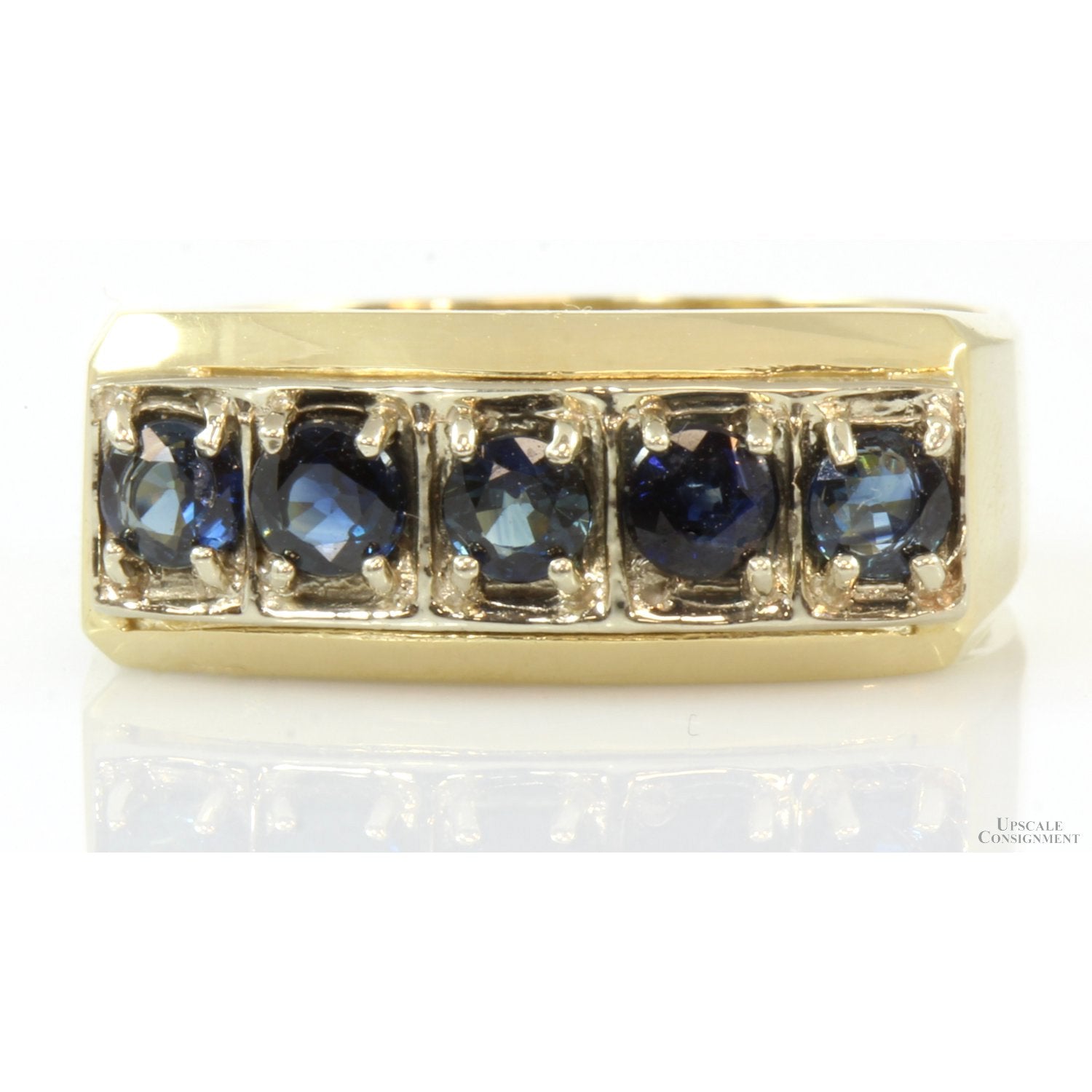 1.10ctw Blue Sapphire 14K Yellow Gold Unisex Ring – Upscale 1.10ctw Blue Sapphire 14K Yellow Gold Unisex Ring – Upscale