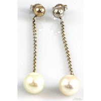 14K Gold 8mm Cultured Freshwater Pearl Drop Earrings