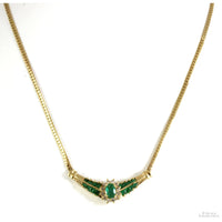 1.53ctw Emerald .32ctwDiamond 14K Gold Formal Necklace