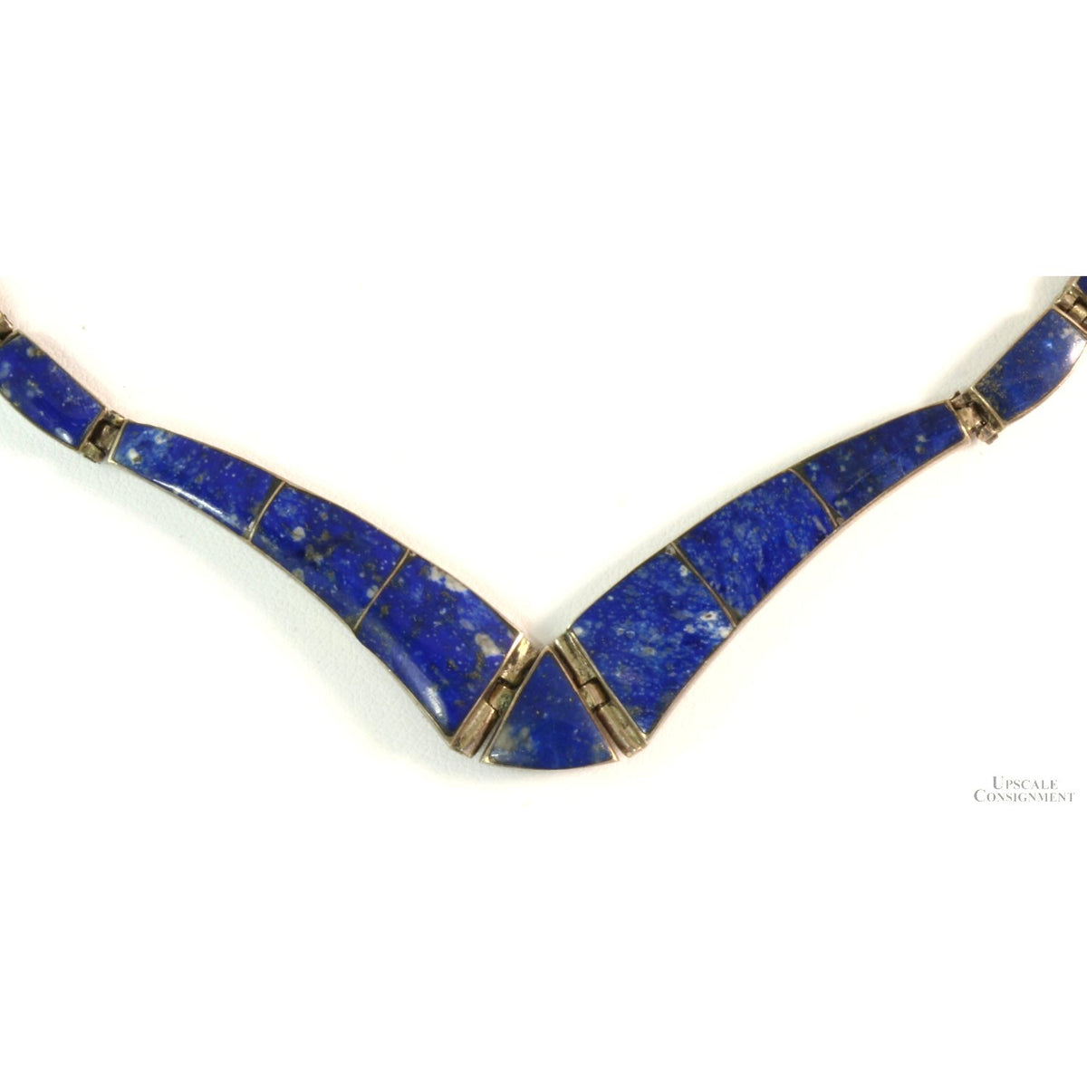 Vintage Modernist Sodalite Link Fine Silver Necklace & Drop Earring Set