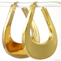 14K Yellow Gold 1-7/8"(l) Oblique Shape Hoop Earrings